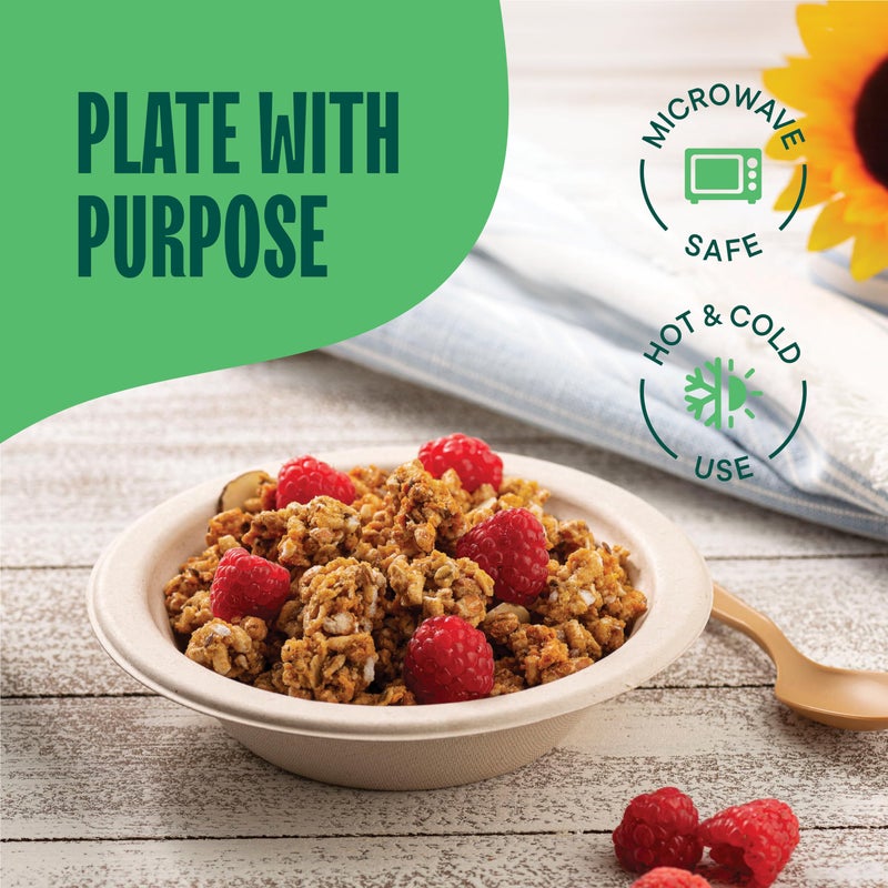 Stack Man Paper Bowls, 100% Compostable Disposable Soup Bowl [125-Pack] 12 oz. Heavy Duty, Eco-Friendly, Biodegradable Bagasse Hot Food Plates and Bowls - Natural Brown (BPI Certified) (PFAS-Free) - Image 3